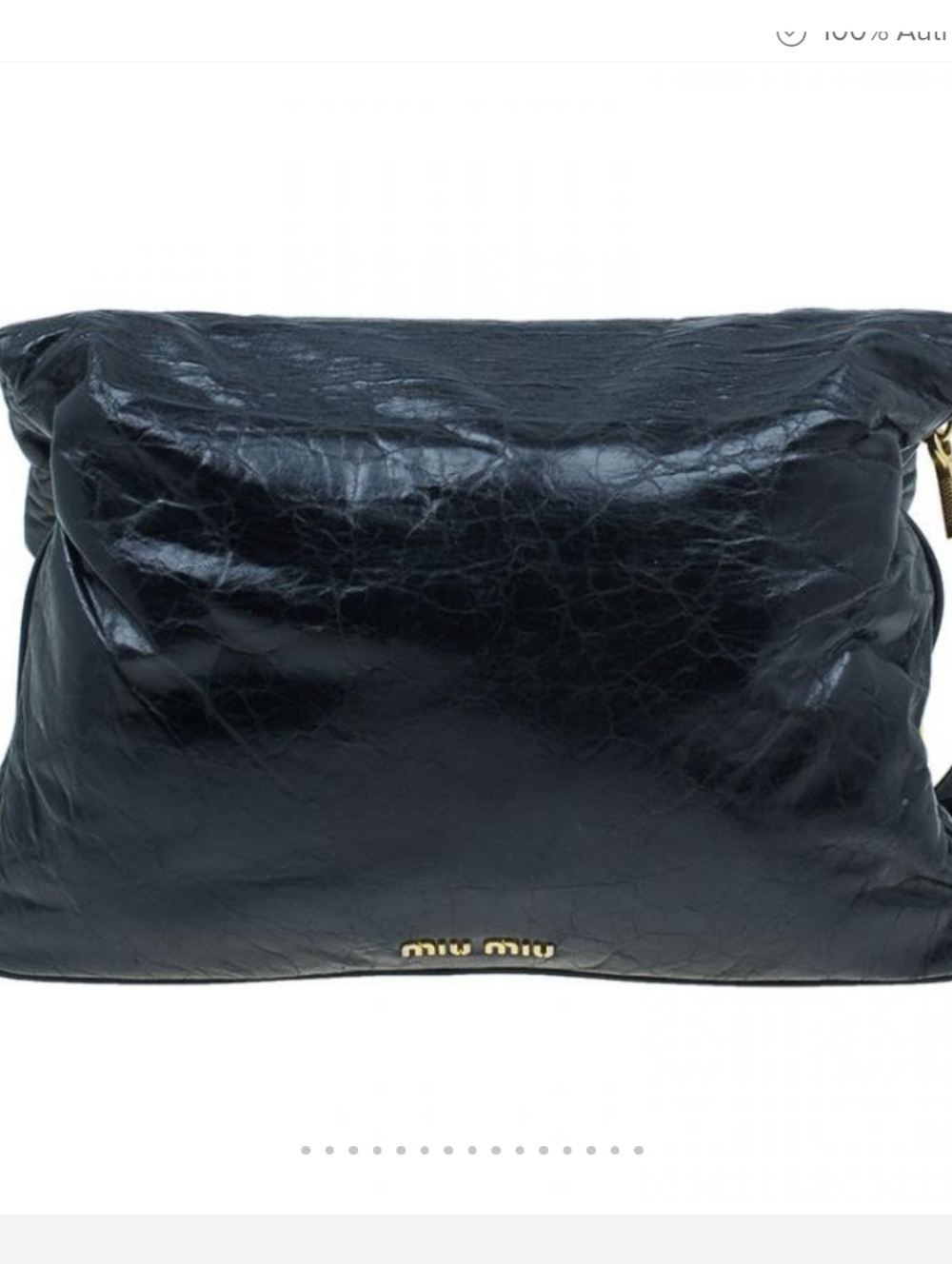 Womens Miu Miu Black Leather Oversized Glazed Shoulder Bag